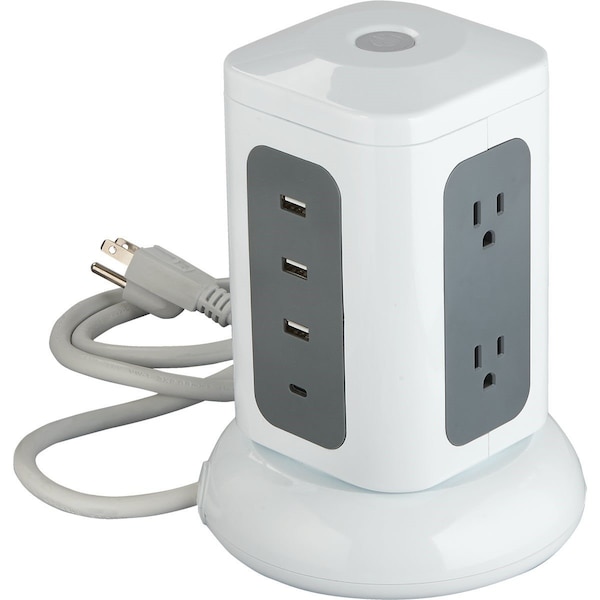 All-Source Outlet Strip, Surge, USB, 3 ft., White LTS-6L-4U-C - main